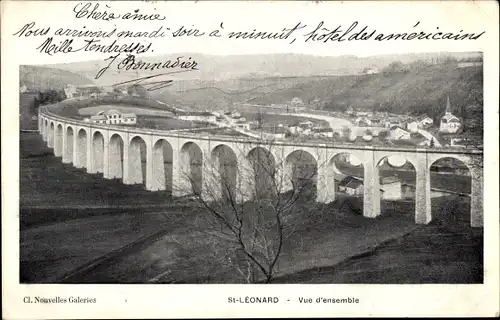 Ak Saint Léonard Haute Vienne, Vue d'ensemble, Viaduc