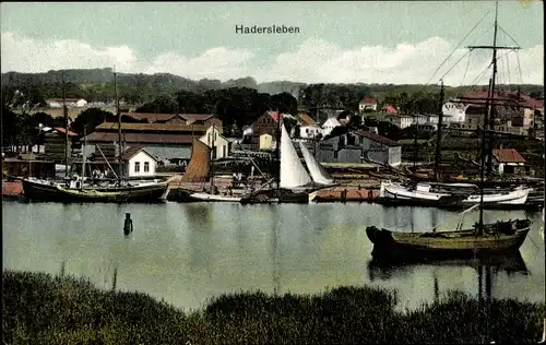 Ak Haderslev Hadersleben Dänemark, Segelschiffe