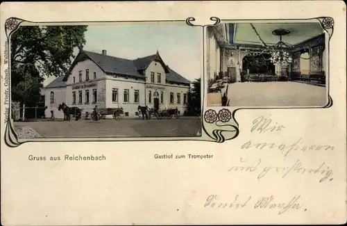 Jugendstil Ak Reichenbach Kriebstein, Gasthof zum Trompeter