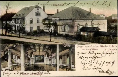 Ak Niederfrohna Limbach Oberfrohna in Sachsen, Gasthof Niederfrohna