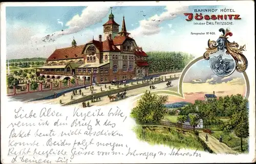 Wappen Litho Jössnitz Plauen im Vogtland, Bahnhof Hotel