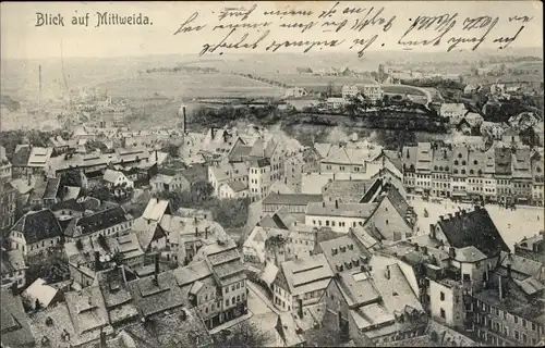 Ak Mittweida in Sachsen, Blick auf den Ort