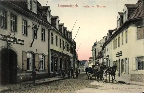 Ak Lommatzsch in Sachsen, Meissner Straße, Gasthof zum goldnen Lamm