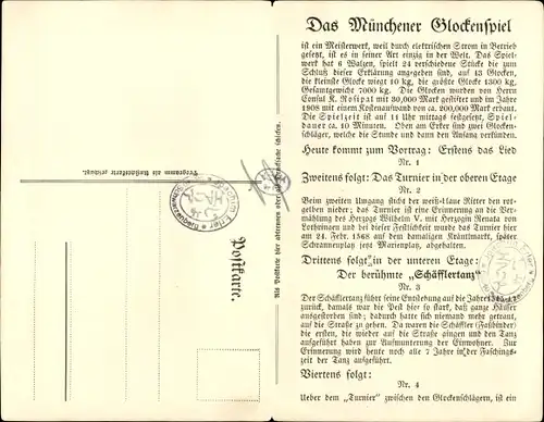 Klapp Ak München Bayern, Programmheft, Münchner Glockenspiel