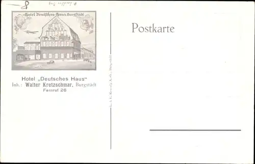 Künstler Ak Sachse, Burgstädt in Sachsen, Hotel Deutsches Haus