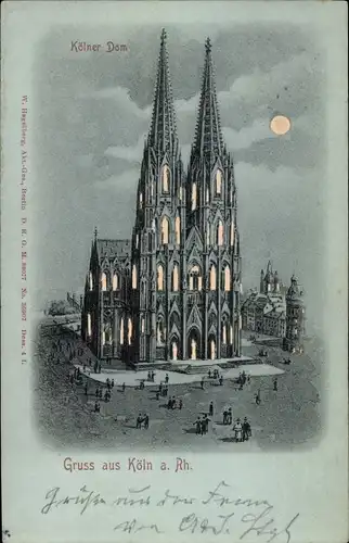 Halt gegen das Licht Mondschein Litho Köln am Rhein, Dom