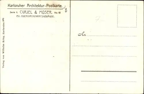 Ak Karlsruhe in Baden Württemberg, Ev. Oberkirchenratsgebäude, Architekten Curjel & Moser, No. 18