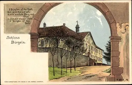 Künstler Litho Daur, H., Obereggenen Schliengen im Schwarzwald, Schloss Bürgeln