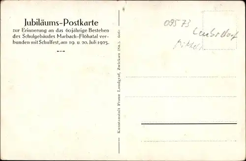 Ak Marbach Leubsdorf in Sachsen. Gesamtansicht, Schule, Rathaus, Lehrerwohnhaus, Schulfest 1925