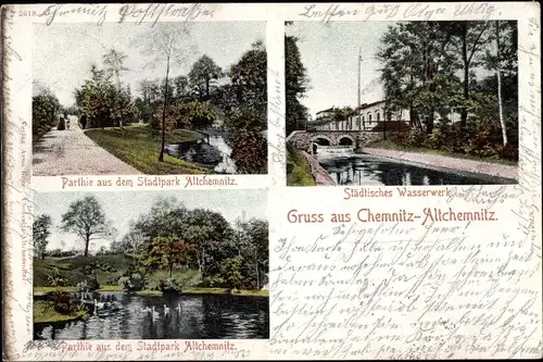 Ak Altchemnitz Chemnitz Sachsen, Stadtpark, Wasserwerk