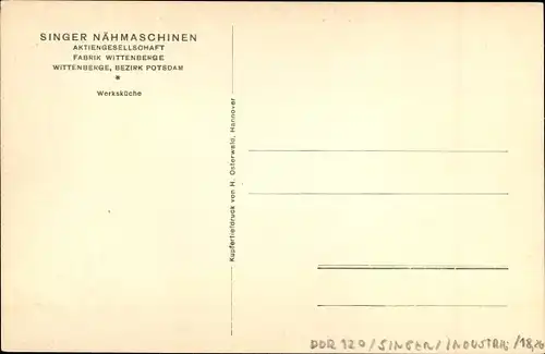 Ak Wittenberge in der Prignitz, Singer Nähmaschinen AG, Blick in die Werksküche, Frauen beim Kochen