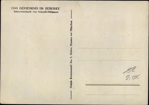 Scherenschnitt Ak Schnell Dittmann, Das Geheimnis im Bergsee