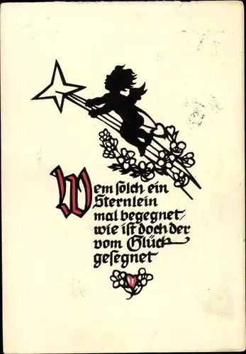 Scherenschnitt Ak Plischke, Georg, Wem solch ein Sternlein mal begegnet