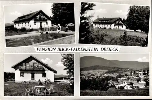 Ak Dreieck Regen im Bayerischen Wald, Pension Blick Falkenstein, Ort