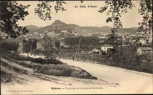 Ak Hyères Var, Vue prise de la route de Costebelle