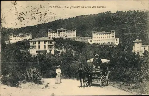 Ak Hyères Var, Vue generale du Mont des Oisseaux, Kutsche