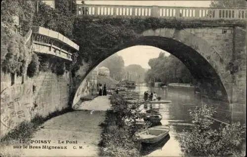 Ak Poissy Yvelines, Le Pont sur le Bras Migneaux