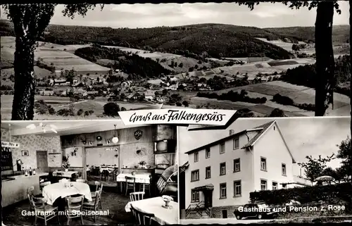 Ak Falken Gesäß Oberzent im Odenwald, Gesamtansicht, Pension Zur Rose