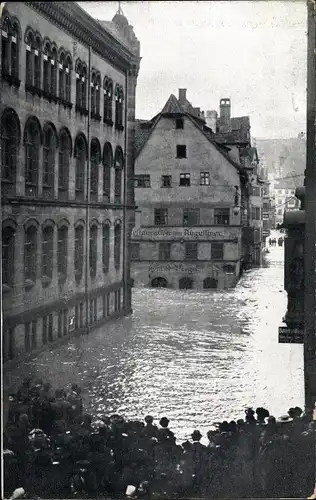 Ak Nürnberg in Mittelfranken, Hochwasserkatastrophe 1909, Karlstraße