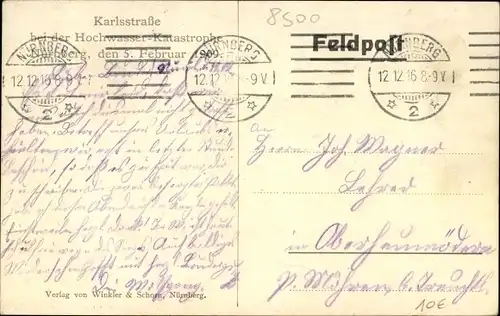 Ak Nürnberg in Mittelfranken, Hochwasserkatastrophe 1909, Karlstraße