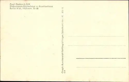 Ak Berlin Wedding, Diakonissenmutterhaus Paul Gerhardt Stift, Müllerstr. 56-58