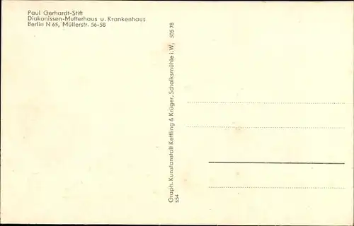 Ak Berlin Wedding, Paul Gerhardt Stift, Diakonissen Mutterhaus, Müllerstraße 56 bis 58