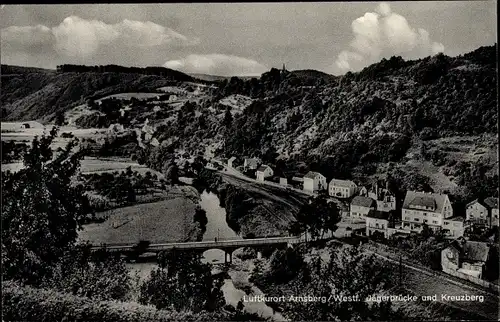 Ak Arnsberg im Hochsauerlandkreis, Jägerbrücke, Kreuzberg, Ort, Fluss