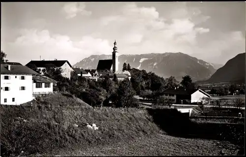 Ak Anger in Oberbayern, Teilansicht mit Untersberg