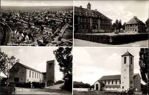 Ak Heidelberg am Neckar, Pfaffengrund, Schule, Katholische Kirche, Evangelische Kirche