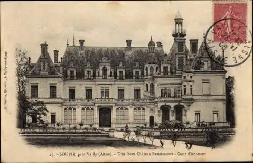 Ak Soupir Aisne, Tres beau Chateau Renaissance