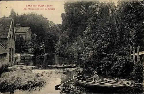 Ak Pacy sur Eure Eure, En Promenade sur la Riviere