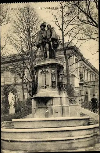 Ak Bruxelles Brüssel, Statue des Comtes d'Egmont et de Hornes