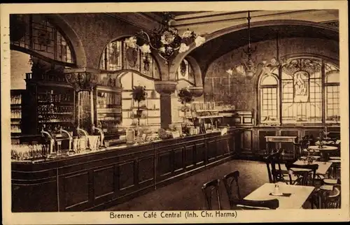 Ak Hansestadt Bremen, Café Central, Innenansicht