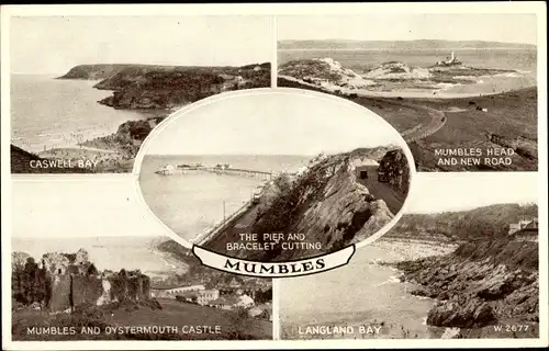 Ak Mumbles Wales, Oystermouth Castle, Caswell Bay, Langland Bay, Pier, Bracelet Cutting, New Road