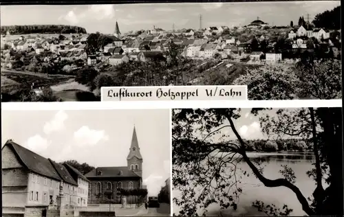 Ak Holzappel Rheinland Pfalz, Gesamtansicht, Kirche, Wasserpartie