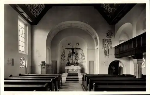 Ak Landsberg am Lech in Oberbayern, Christuskirche, Altar, Innenansicht