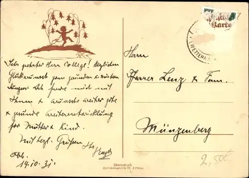 Scherenschnitt Ak Plischke, Georg, Neues Leben