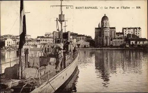 Ak Saint Raphael Var, Port et l'Eglise