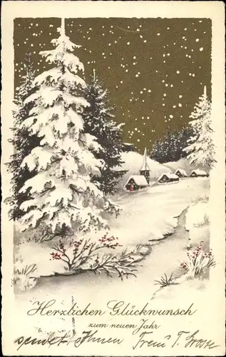 Ak Glückwunsch Neujahr, Winterlandschaft