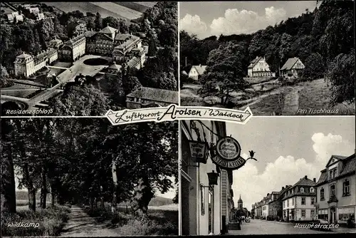 Ak Bad Arolsen in Hessen, Residenzschloss, Fischhaus, Wildkamp, Hauptstraße