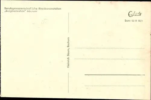 Ak Bochum im Ruhrgebiet, Bergmannsheil Krankenanstalten