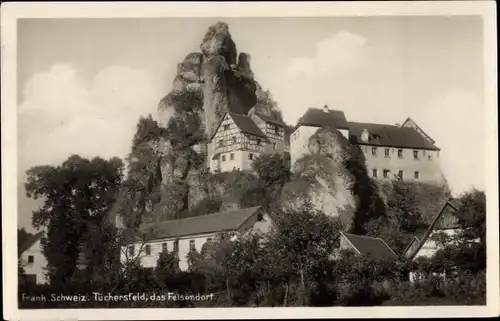 Ak Tüchersfeld Pottenstein Oberfranken, das Felsendorf, Teilansicht