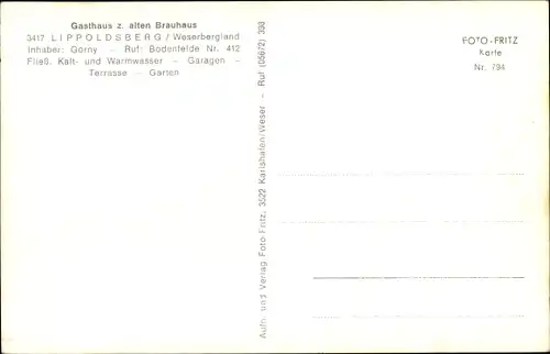 Ak Lippoldsberg Wahlsburg Weserbergland, Gasthof zum alten Brauhaus