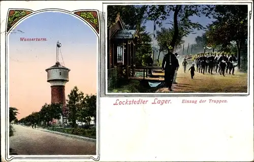 Ak Lockstedt in Holstein, Lockstedter Lager, Wasserturm, Einzug der Truppen