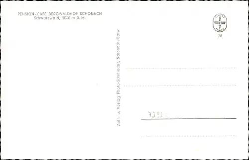 Ak Schonach im Schwarzwald, Café Bergwaldhof
