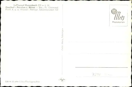 Ak Huzenbach Baiersbronn im Schwarzwald, Gasthof Pension Zum Bären