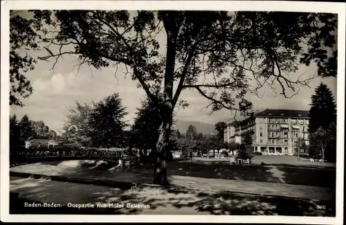 Ak Baden Baden am Schwarzwald, Ortspartie mit Hotel Bellevue