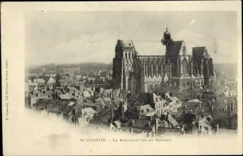 Ak Saint Quentin Aisne, La Basilique vue du Beffroi