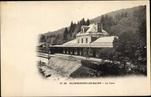 Ak Plombières les Bains Lothringen Vosges, La Gare