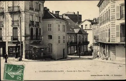 Ak Plombières les Bains Lothringen Vosges, Entree de la Rue Stanislav